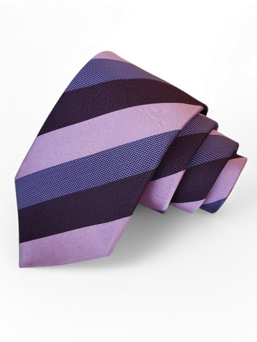 Dormeuil 100% Silk Tie Purple Tones Wide Stripes Handmade In France